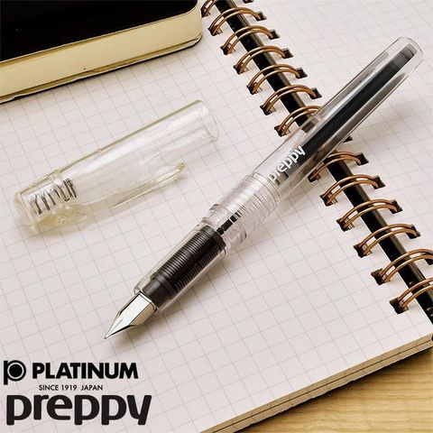 Platinum 白金 新款 牌 Preppy 全透明炫彩鋼筆PSQC-400(0.3 黑色)元氣小鋼筆 可換卡水