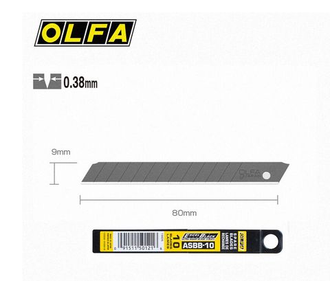 OLFA 日本進口  45度 小型超銳黑刃美工刀片(ASBB-10)折斷式刀片