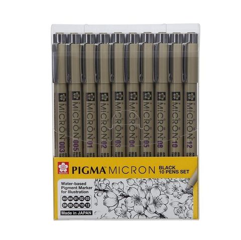 SAKURA 櫻花 Pigma Micron 筆格邁黑色代針筆-10入組(XSDK-10A)出墨均勻 遇水不暈染