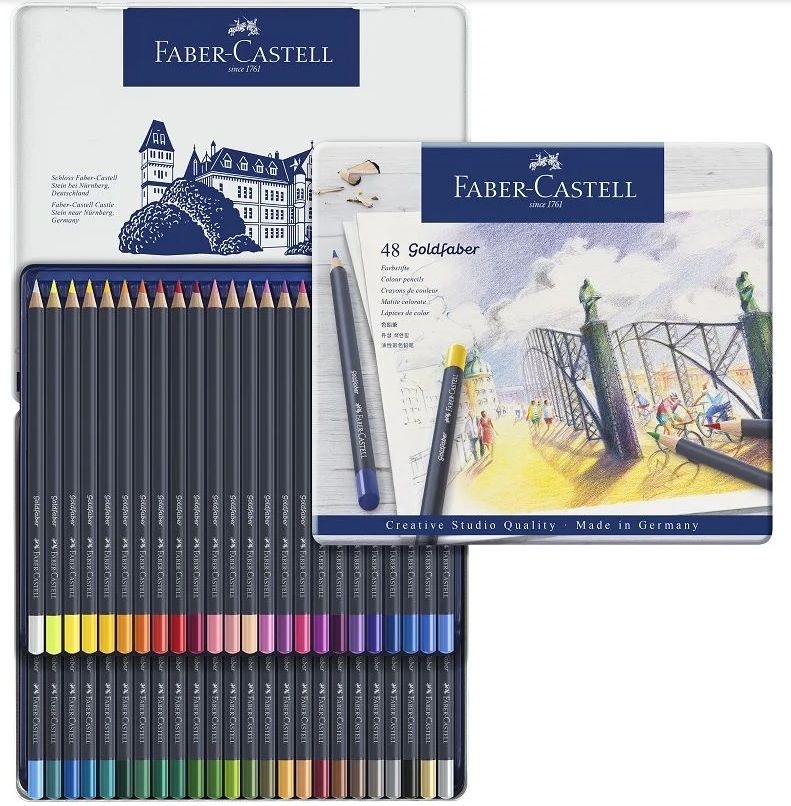 Faber-Castell 輝柏  GOLDFABER 油性色鉛筆48色 /鐵盒 (114748)