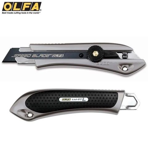 OLFA 日本進口  CUTTER極致系列 旋鈕式固定大型美工刀(LTD-L-LFB同LTD-07)銀色刀身