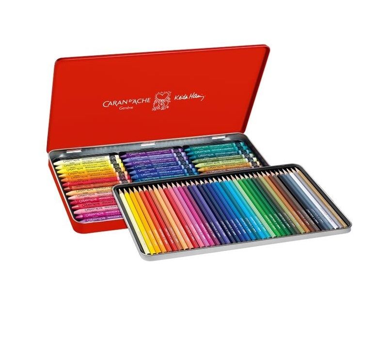CARAN d'ACHE 瑞士卡達 瑞士 卡達 CARAN DACHE KEITH HARING 藝術家特別版 水溶性色鉛筆+蠟筆組(3000.023)