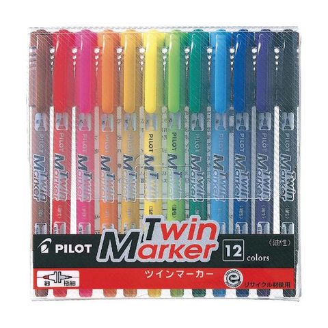 PILOT百樂 雙頭麥克筆 12色組~粗細一筆搞定(MEF-144EU-12C)0.3/0.5mm