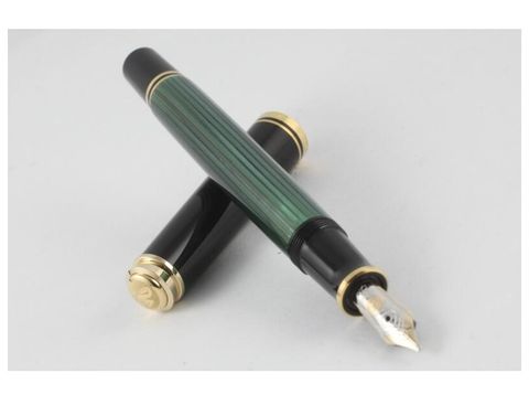 Pelikan 百利金 德國   Souveran M400 14K金 綠條金夾鋼筆 活塞上墨