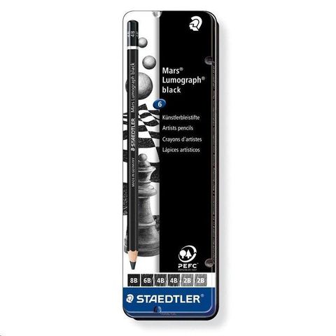 STAEDTLER 施德樓 極黑素描鉛筆組-6支入(MS100B-G6)內有2B/4B/6B/8B