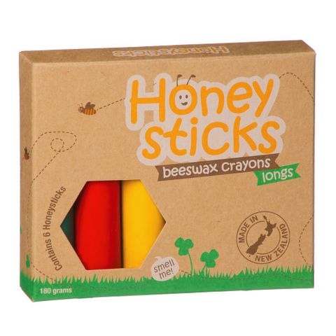 Honey Sticks 純天然蜂蠟無毒蠟筆-3歲以上幼童適用(6色高胖型)