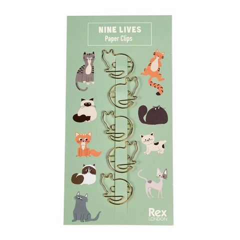英國 Rex London 動物造型迴紋針 書夾 書籤 5 入組_萌貓樂園_RL29552