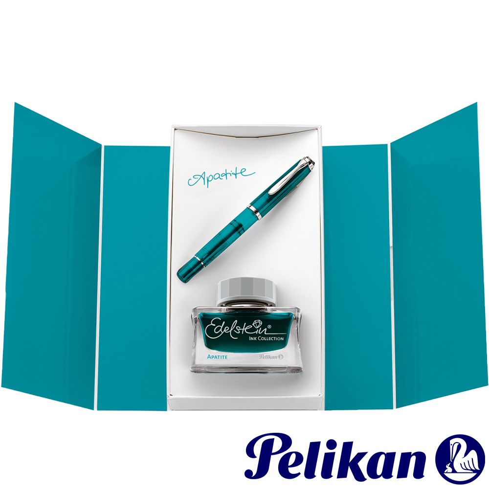 Pelikan 百利金 《年度逸彩 磷光石藍 鋼筆 墨水禮盒組》送原廠手提袋