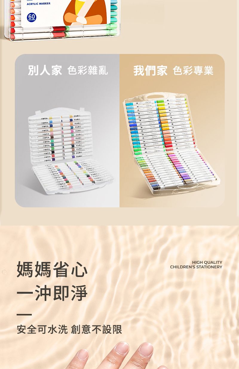 ACRYLIC ARKER60家 色彩雜亂我們家 色彩專業M媽媽省心一沖即淨安全可水洗 創意不設限HIGH QUALITYCHILDRENS STATIONERY