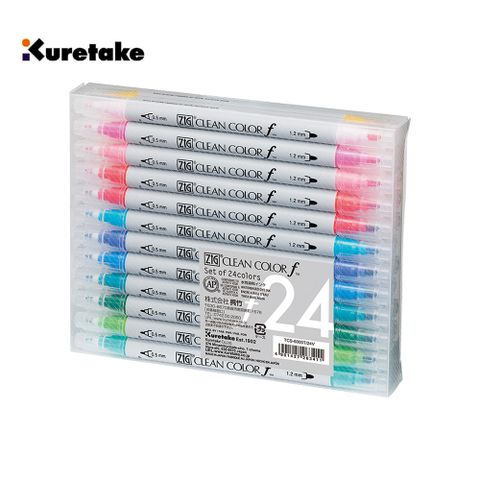 【Kuretake 日本吳竹】ZIG 雙頭圓頭麥克筆 24色套組