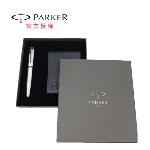 PARKER 派克 新經典 白桿白夾鋼筆+短夾禮盒