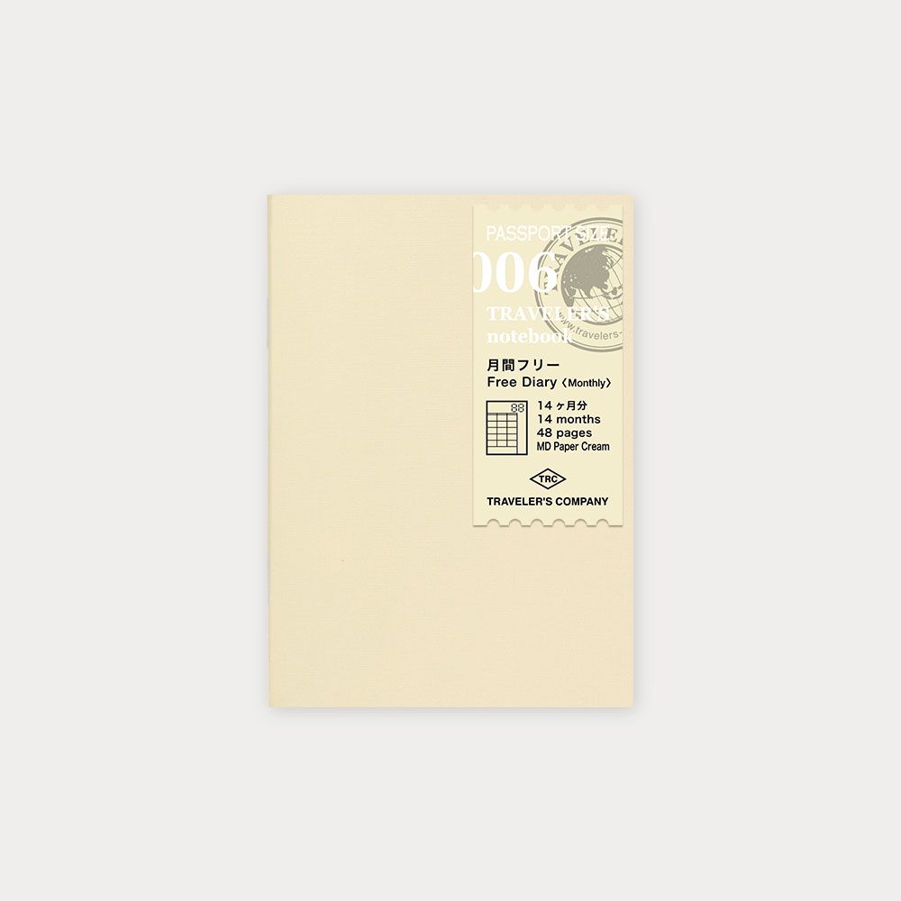TRC TRAVELERS notebook 護照尺寸內頁 》006 月間手帳