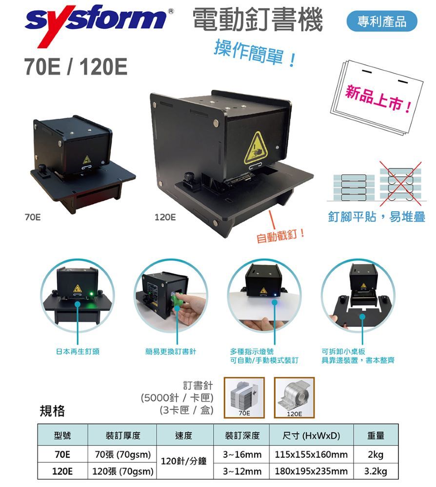 SYSFORM 70E 電動訂書機(釘書機 電動釘書機)