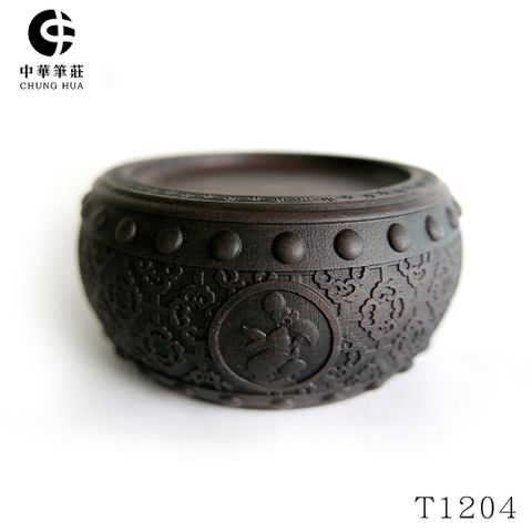 中華筆莊 15cm 生肖鼓硯-兔 石雕硯台水盂筆洗 肇慶端硯名硯