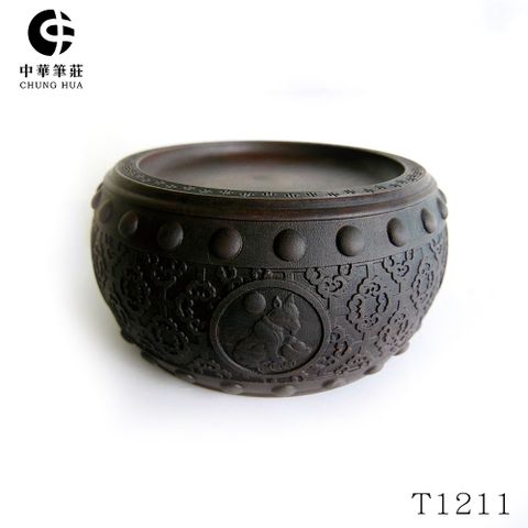 中華筆莊 15cm 生肖鼓硯-狗 石雕硯台水盂筆洗 肇慶端硯名硯