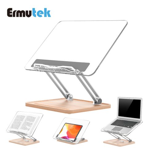 Ermutek 桌上型多功能閱讀書架_北歐風透明面板置物槽設計