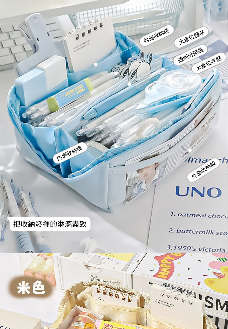 內側收納袋把收納發揮的淋漓盡致米色SLIMDRAWER FRESH 內側收納袋大儲存透明分隔袋大倉位存儲ima外側收納袋UNO oatmeal chocc2. buttermilk sco3.1950s victoriaSM