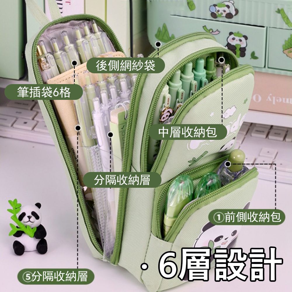 Janyo 小書包多層卡通筆袋 多隔層文具收納袋 學生鉛筆盒 大容量收納文具盒