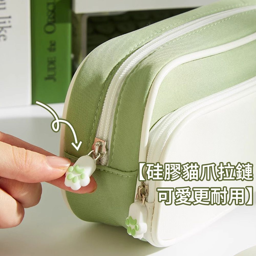  MUAN 小貓大容量筆袋 多隔層鉛筆盒 帆布文具收納盒 文具袋 鉛筆袋