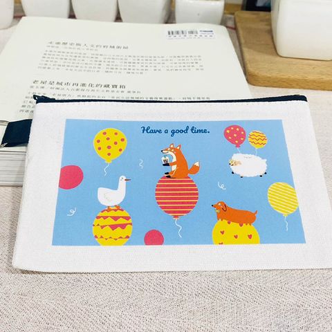 Stylelife插畫帆布零錢收納包/筆袋⭐動物樂園