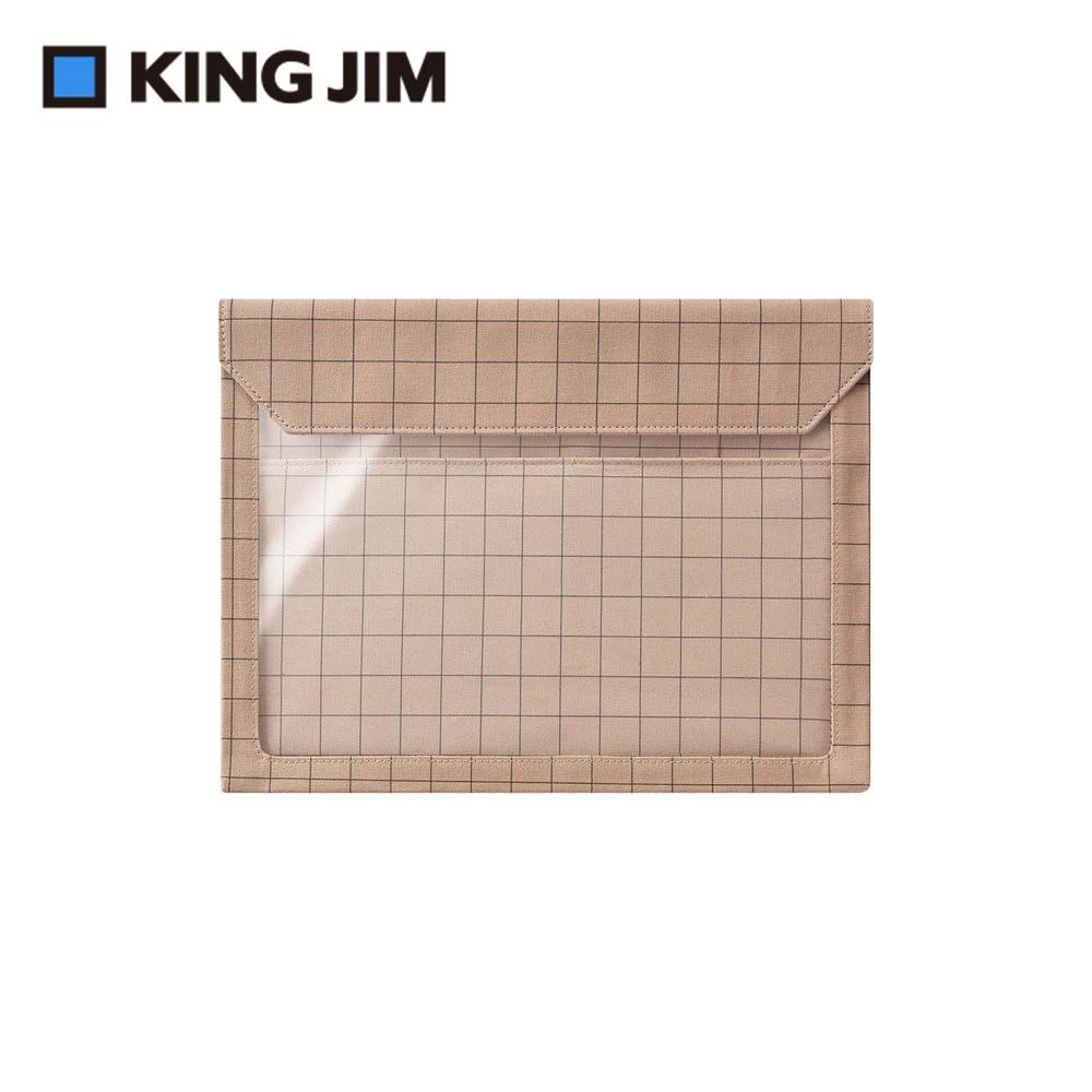 KING JIM FLATTY WORKS多用途帆布收納袋 限定款 格紋 A4 (5466-L103)