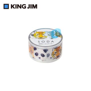 【KING JIM】HITOTOKI SODA 透明PET卷狀膠帶 單張貼紙款 20MM 動物園