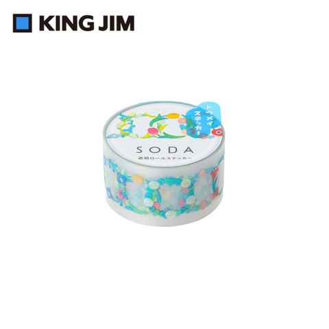【KING JIM】HITOTOKI SODA 透明PET卷狀膠帶 單張貼紙款 20MM 花環(宮下和設計款)
