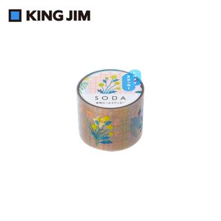 【KING JIM】HITOTOKI SODA 透明PET卷狀膠帶 單張貼紙款 30MM 野花(東出桂奈設計款)