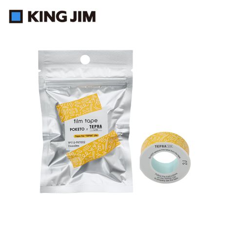 KING JIM TEPRA LITE 熱感式標籤薄膜自黏膠帶 POKETO 15mm 隨手塗鴉