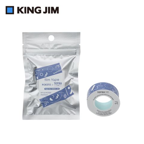 KING JIM TEPRA LITE 熱感式標籤薄膜自黏膠帶 POKETO 15mm 抽象幾何