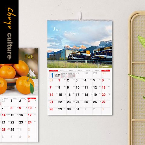 珠友 2024年2K吊掛式月曆(直式)超大掛曆/風景水果月曆/農曆/年曆/壁掛行事曆