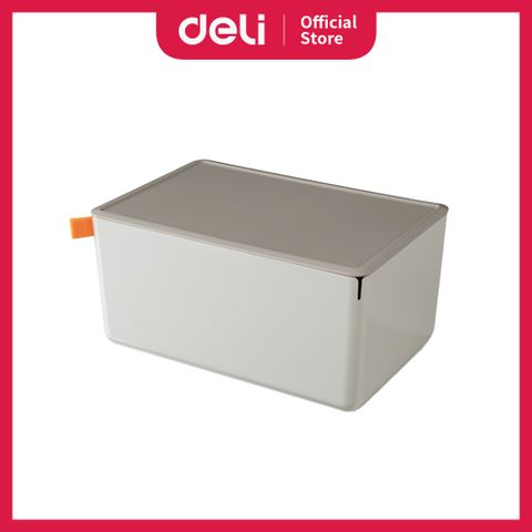 Deli 得力 XDOMO可堆疊桌面收納盒/XDM14(大號/淺灰)