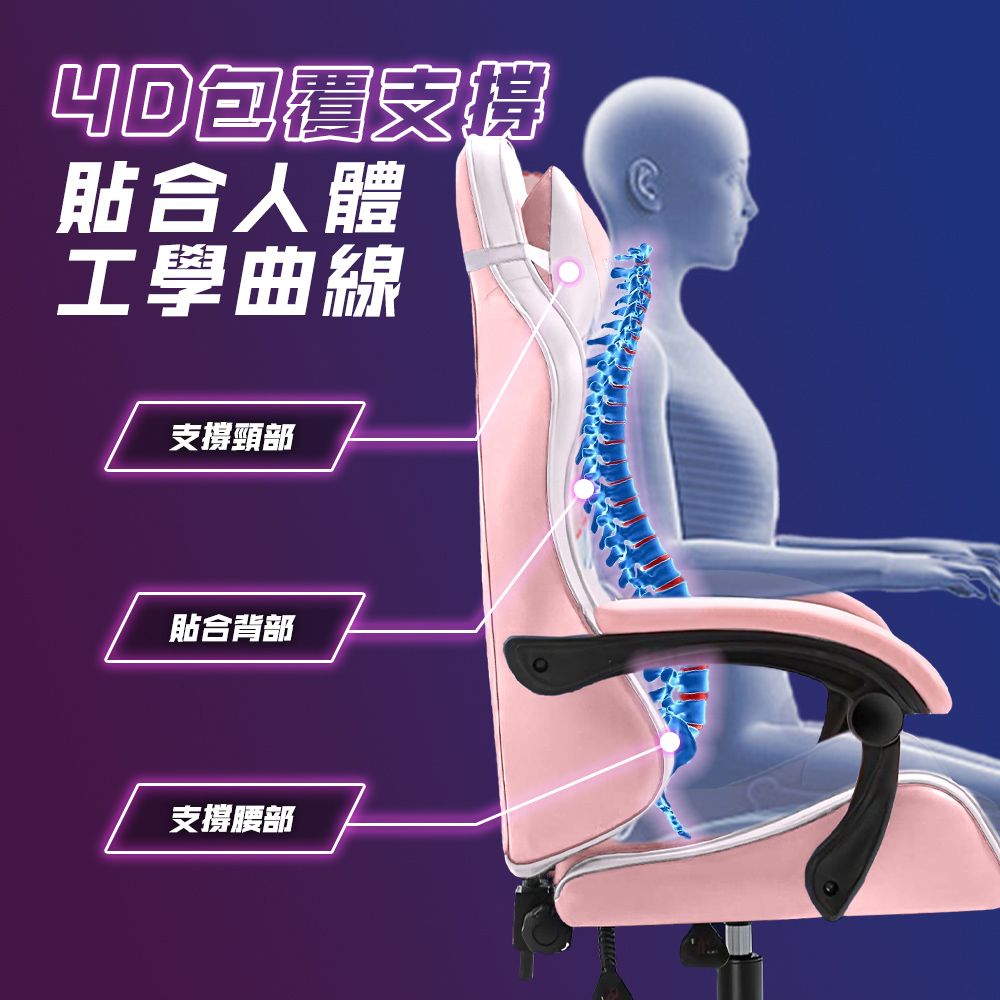 Style RIVALO電競戰士-炫彩人體工學4D加寬包覆電競椅/賽車椅/休閒椅/遊戲椅(多色可選)