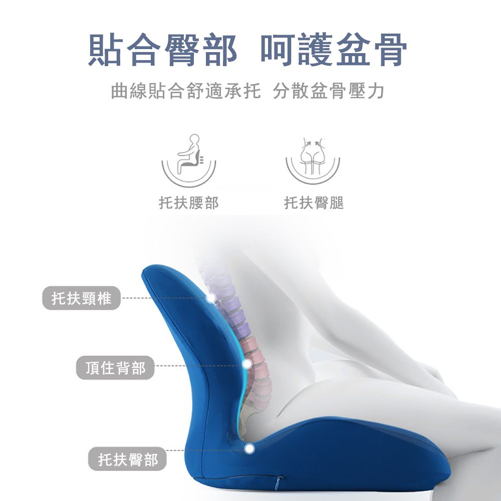 貼合臀部 呵護盆骨曲線貼合舒適承托 分散盆骨壓力托扶頸椎頂住背部托扶臀部托扶腰部托扶臀腿