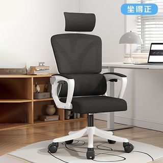 《坐得正》OA310WHP 白框黑網+頭枕 雙背 無擱腳款 辦公椅 電腦椅 人體工學椅 旋轉椅