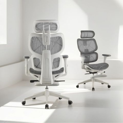 【YOKA 佑客】影瞳工學椅[白]-免組裝(辦公椅 主管椅 電競椅 電腦椅)
