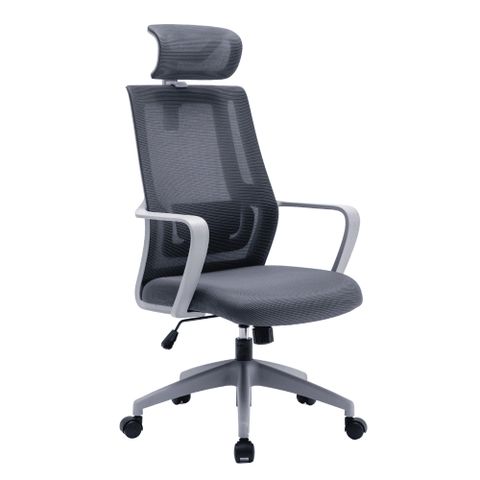 【YOKA 佑客】Q3 高背辦公網椅【白灰】免組裝(辦公椅 主管椅 電腦椅)
