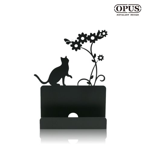 OPUS 東齊金工 歐式鐵藝名片座《貓咪》經典黑