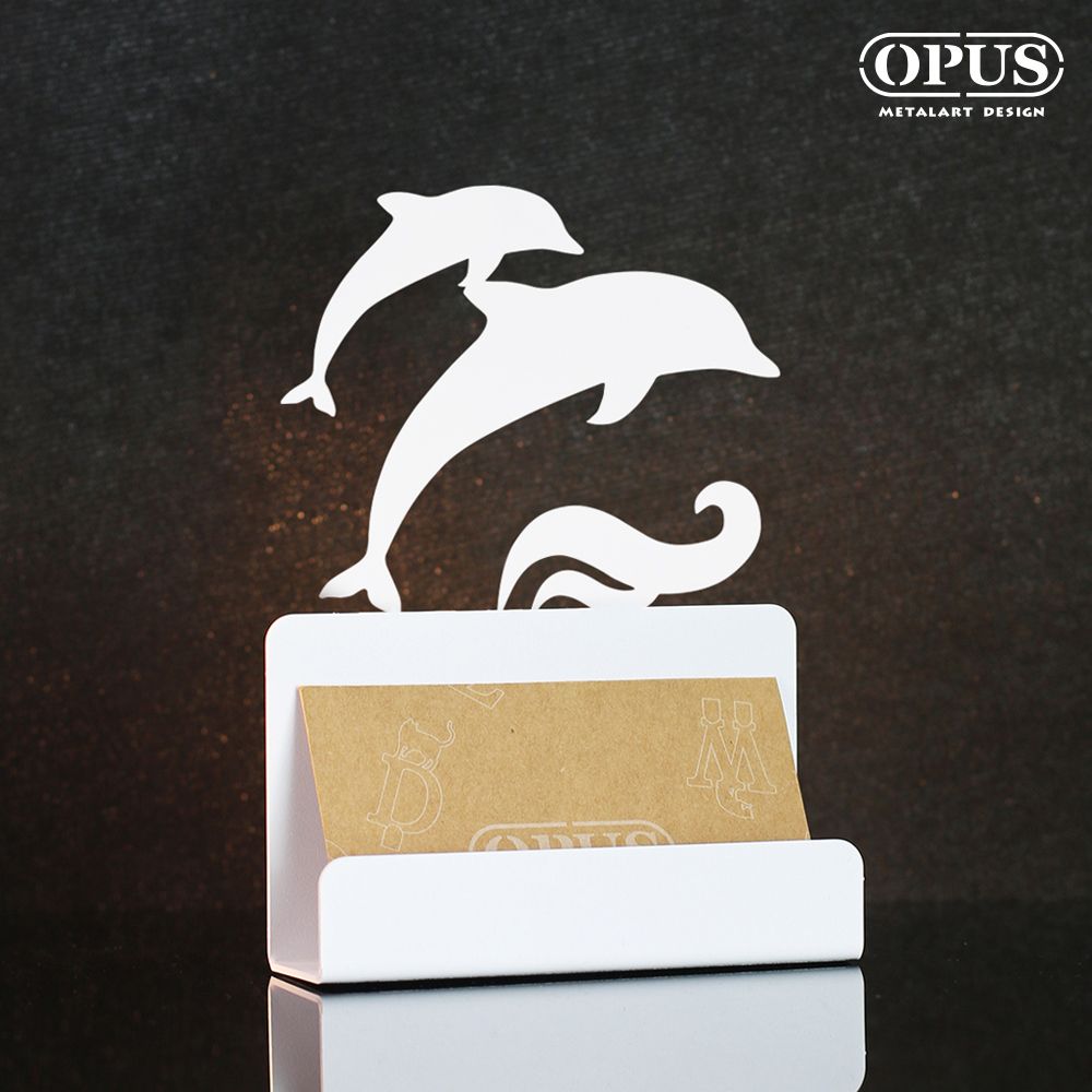 OPUS 東齊金工  歐式鐵藝名片座《海豚》優雅白