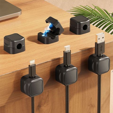 磁吸理線器 磁吸集線器 電線固定器 理線器 整線器 整線扣 收線器 磁吸線夾(6個裝)
