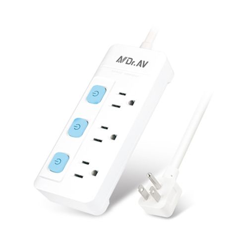 Dr.AV 聖岡科技 TX-500-4 3開3插3孔節能4尺延長線(日式彈跳開關/180度平貼式插頭)