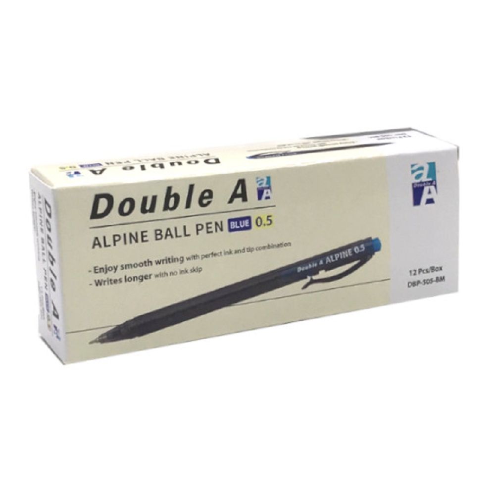 Double AALPINE BALL PEN BLUE Enjoy smooth writing with perfect  and  combination-Writes longer with no ink skip  ALPINE 0.512 /Box--