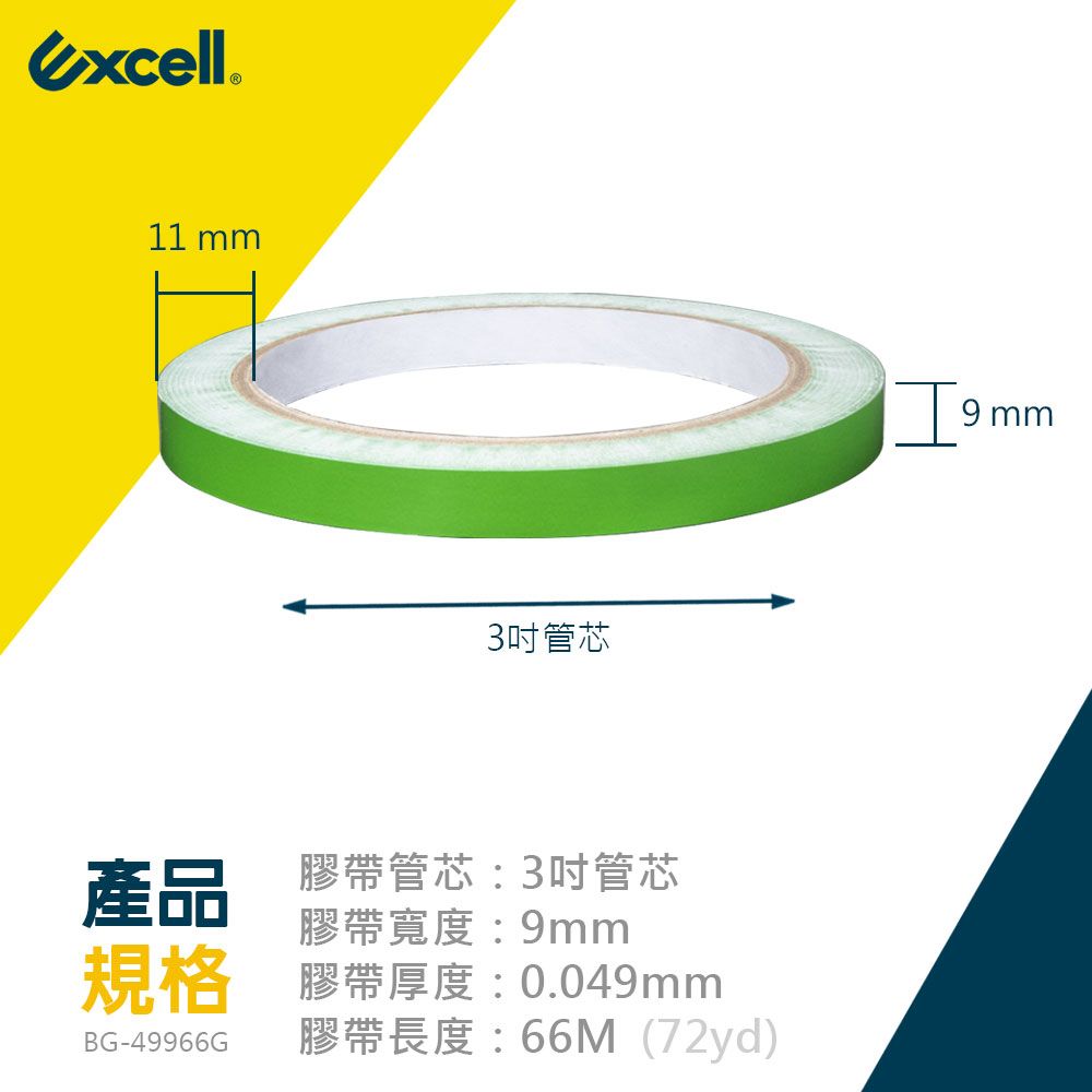 Excell 1捲 | 束口機專用膠帶 蔬果捆紮膠帶 9mm*66M (水果店膠帶 蔬果膠帶 超市紮口封口機膠帶)