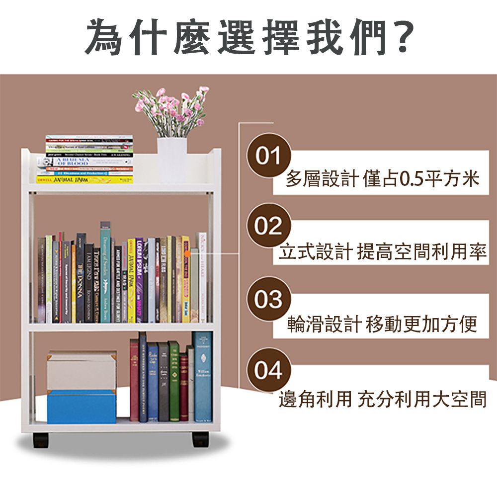  帶輪可移動書架 兩層小書櫃  簡約收納架  落地置物架  簡易書架 置物架 收納架 層架 桌面置物架 書架