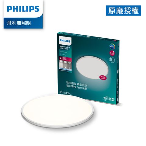 PHILIPS 飛利浦照明 SuperSlim 超薄超高流明 36W 5300lm 調光吸頂燈-自然光(PA017)