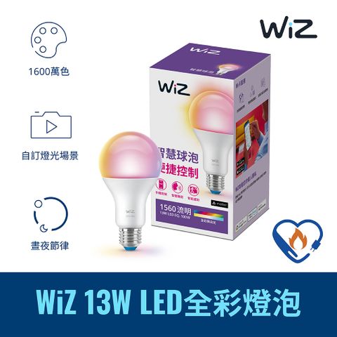 PHILIPS 飛利浦照明 WiZ 13W LED全彩燈泡 3入組(PW019)