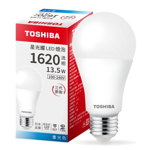 TOSHIBA東芝 星光耀13.5W第三代高效能LED燈泡(白光/自然光)8入