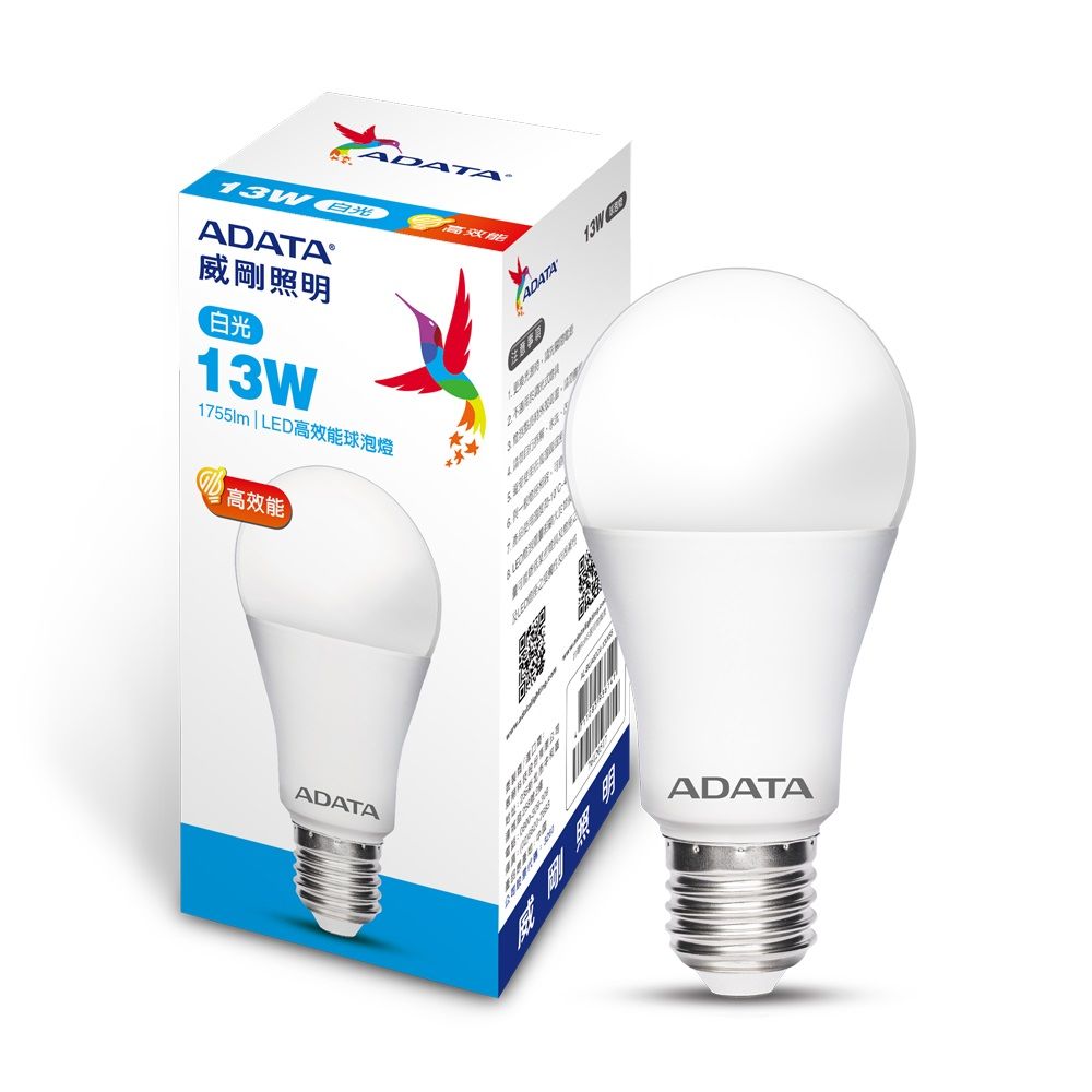 ADATA 威剛 13W 大廣角高亮度LED燈泡_白光/自然光/黃光_2入組