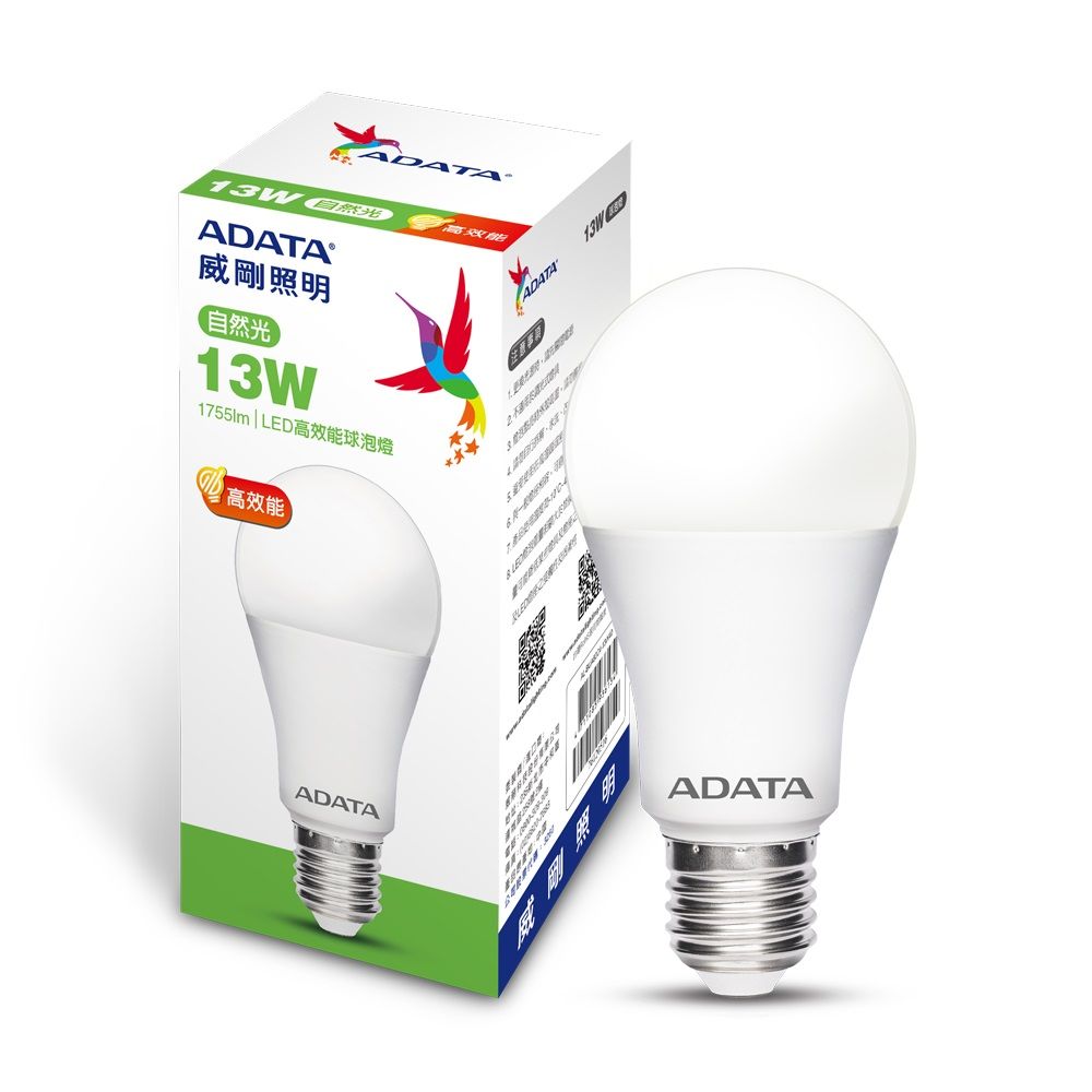 ADATA 威剛 13W 大廣角高亮度LED燈泡_白光/自然光/黃光_2入組