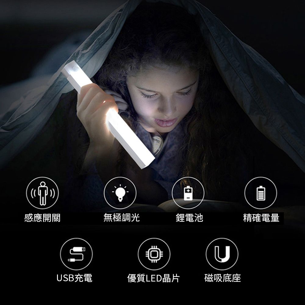  Homeco 智能人體感應小夜燈 升級版磁吸式LED感應燈管 櫥櫃燈 走廊燈 10cm 黃光/白光